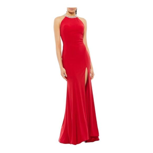Ieena For Mac Duggal Beaded Halter Neck Gown size 0 NWT. - Picture 1 of 14